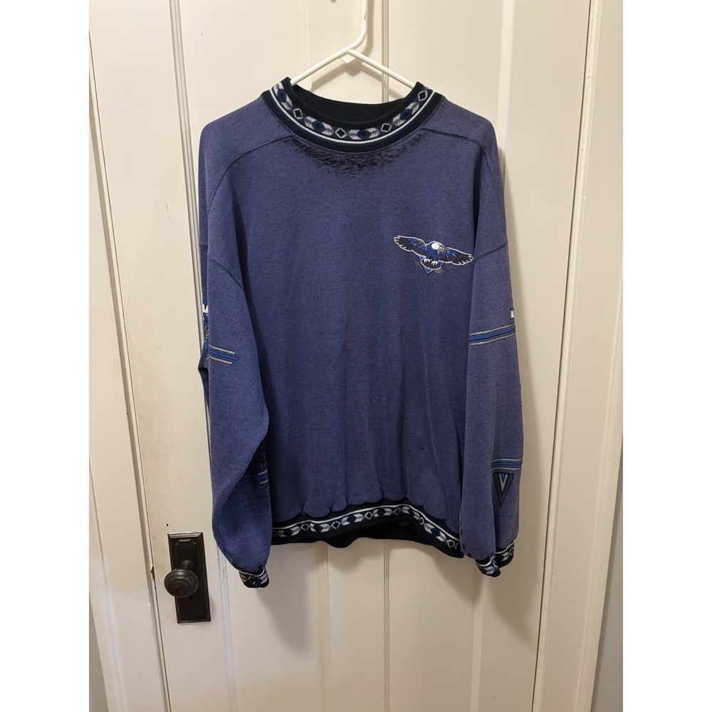 Vintage Arctic Adventures Southwestern Sweatshirt Aztec Blue XL 90s